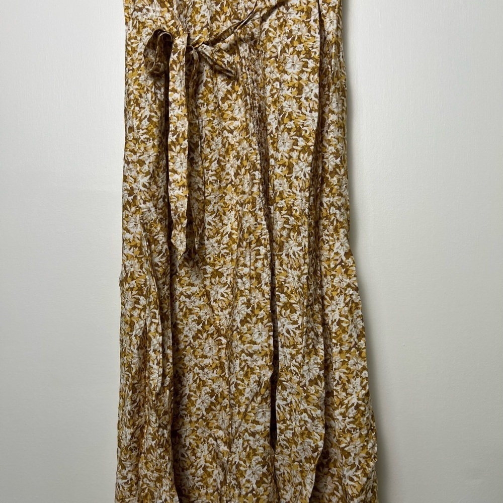 🛍️ Primark Cares Women Floral Tan Midi Dress XS Boho Cottagecore Indie Casual - Picture 3 of 16